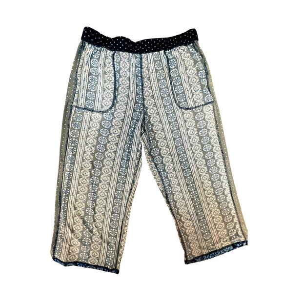 CCC Bohemian Style Wide Leg Geo Print Pajama Pants Elastic Waist Side Pockets LG - Picture 4 of 5